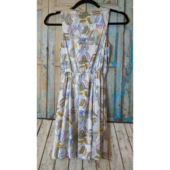 Waverly Grey Womens Medium Multicolor Geometric V Neck Fit And Flare Dress - Picture 5 of 8
